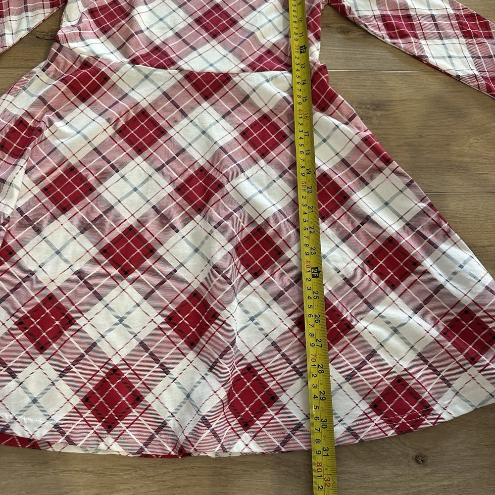 New Girls Red White Plaid Fit Flare Dress XL 14 Children's Place Christmas - Picture 6 of 8